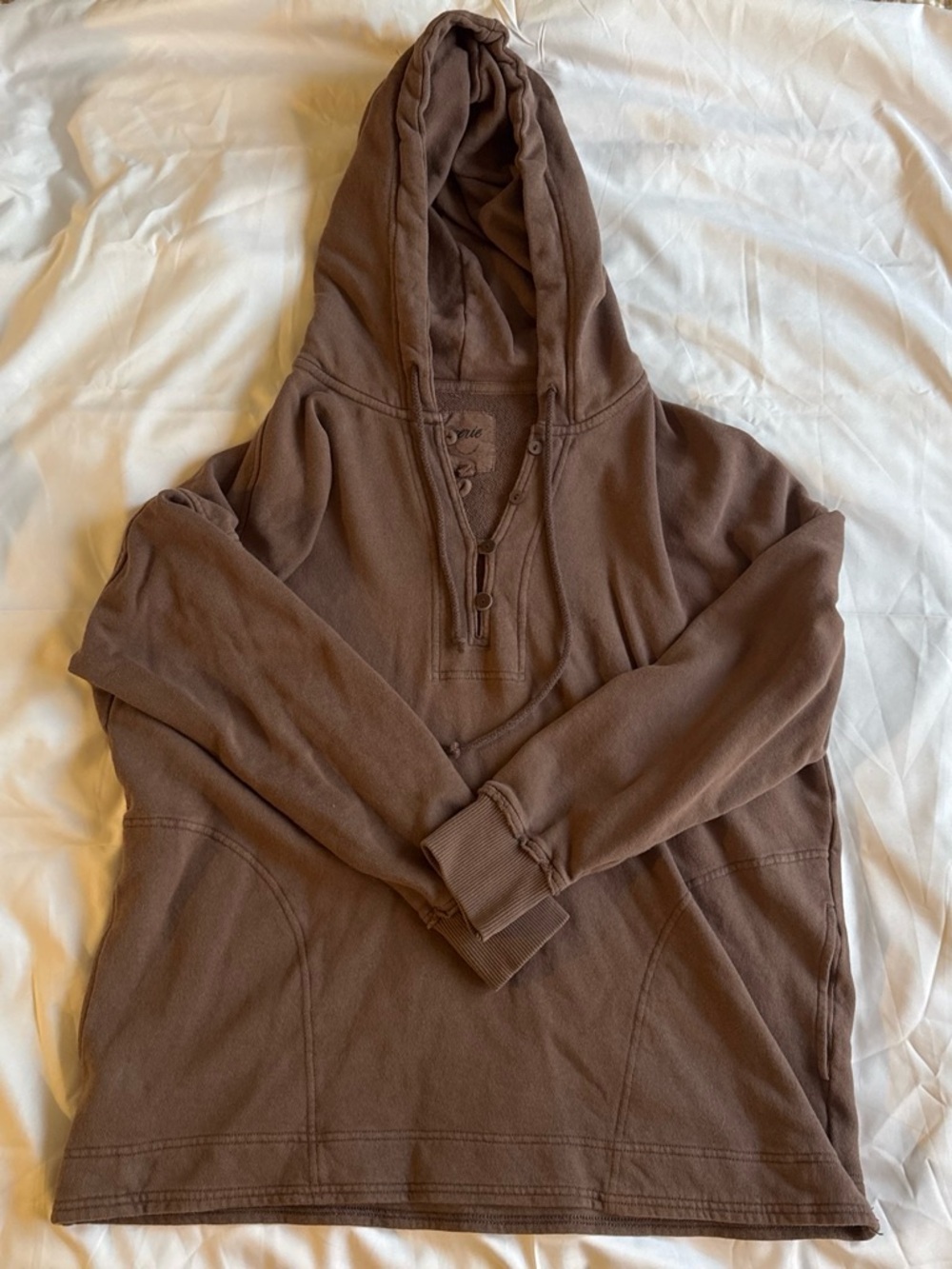 aerie Caramel Brown Button-Up Hoodie